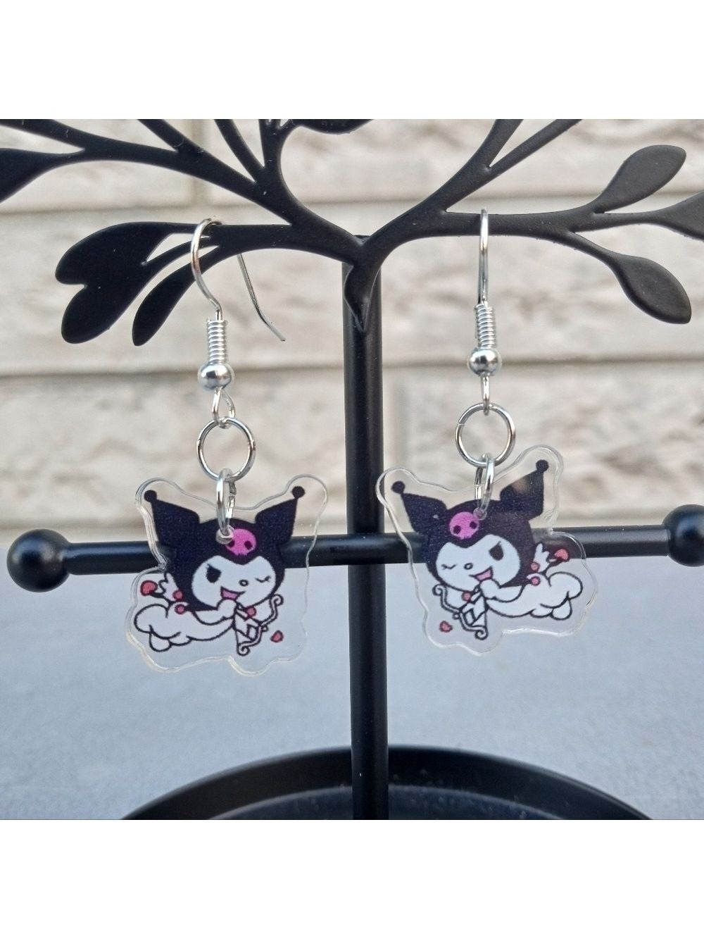 2/$10 Sanrio Kuromi Cupid Acrylic Charm Dangle Earrings NWT Handmade